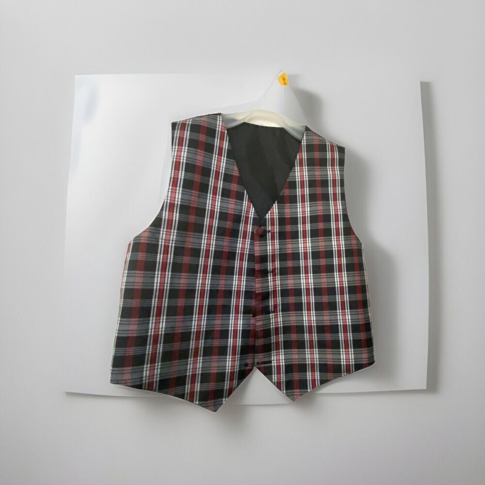Kids Royal Stewart Tartan size 7 Black & red Polyviscore waistcoat used